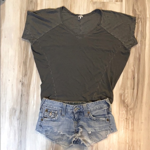 ❤️ Splendid Dark Gray Oversize V-neck Tee - Picture 2 of 4